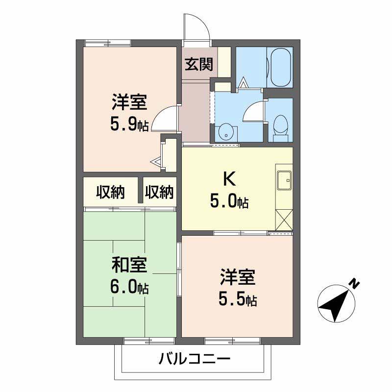 メゾン瀬戸見(3K/2階)の間取り写真