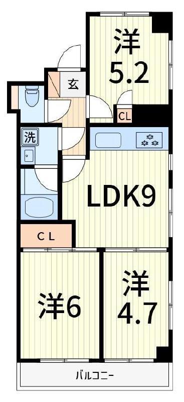 グレースヒル895(3LDK/1階)の間取り写真