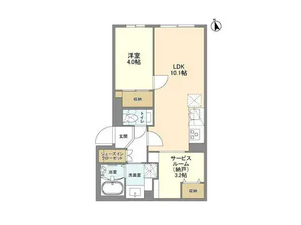 ウェルスクエア新宿戸山(1SLDK/B1階)の間取り写真