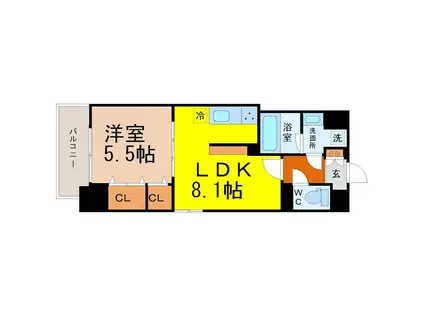 THE SEVENS(1LDK/6階)の間取り写真