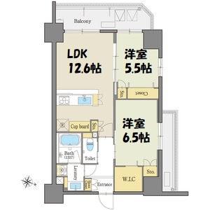 グランドゥール瑞穂通(2LDK/12階)の間取り写真