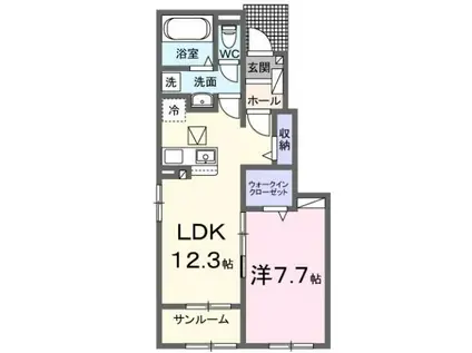 ベルメゾン シャトン I(1LDK/1階)の間取り写真