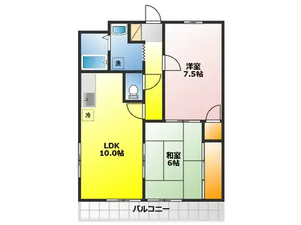 富士見町ハイツ(2LDK/1階)の間取り写真