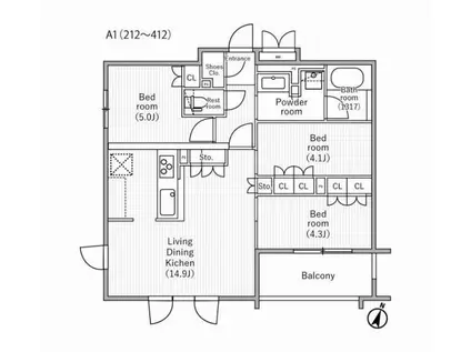ニド桜丘(3LDK/2階)の間取り写真
