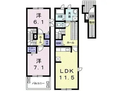ブランドール(2LDK/2階)の間取り写真