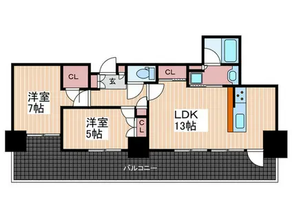 シティタワー広島(2LDK/35階)の間取り写真