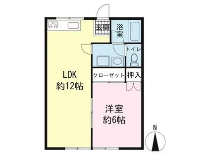シティハイム白砂 B(1LDK/2階)の間取り写真