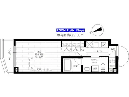ステージファースト八王子2(1K/2階)の間取り写真