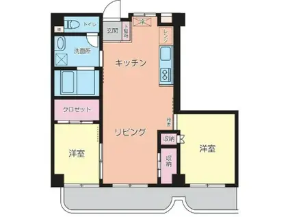 グランベールユーアイ(2LDK/4階)の間取り写真