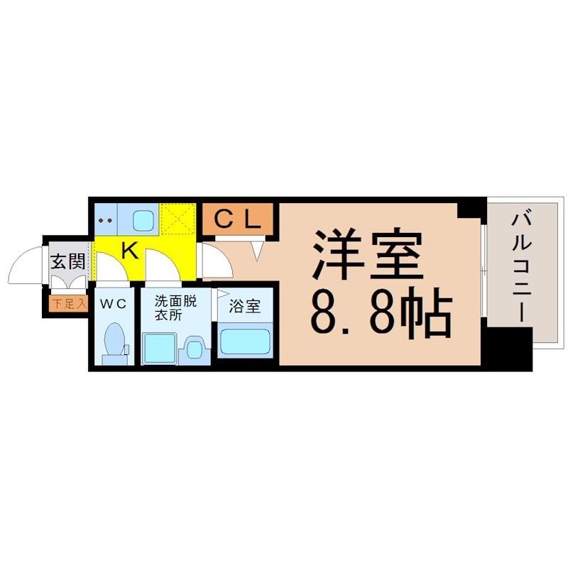 プレサンスTHE栄(1K/4階)の間取り写真