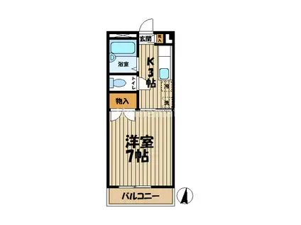 第二日信ビル(1K/4階)の間取り写真