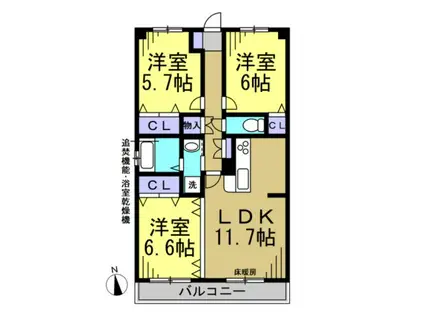 ブランドゥース(3LDK/5階)の間取り写真