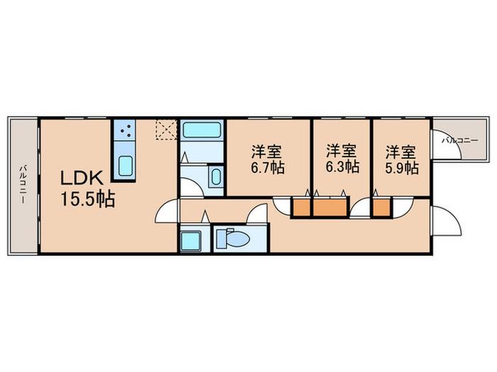 シティフラッツ志村(3LDK/5階)の間取り写真