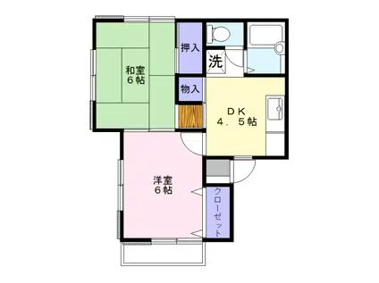 ドルフSUN.I(2K/1階)の間取り写真