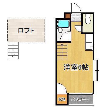 メイプル鳴水(ワンルーム/2階)の間取り写真