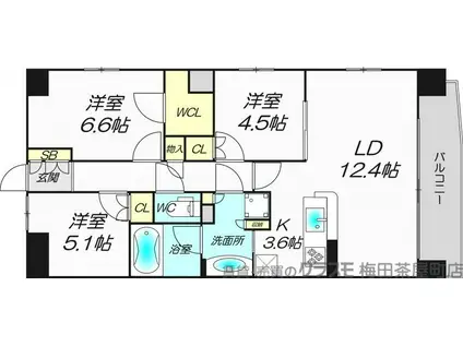 S-FORT大阪同心(3LDK/3階)の間取り写真