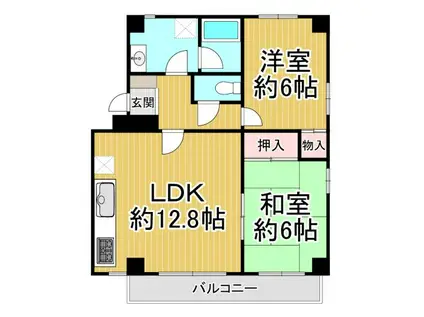 ラピーヌ2(2LDK/3階)の間取り写真