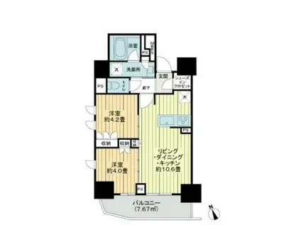 ライオンズ早稲田ミレス(1DK/12階)の間取り写真