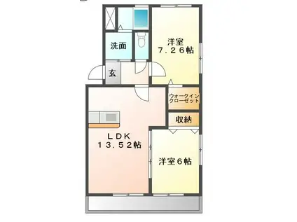 グランディ・ケイ(2LDK/2階)の間取り写真