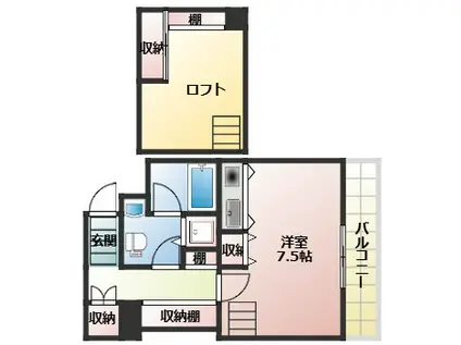 シャトレ上新庄(1K/1階)の間取り写真