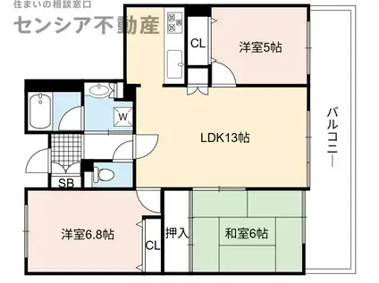 ダイヤパレス京橋(3LDK/6階)の間取り写真