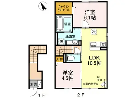 ポアナ III(2LDK/2階)の間取り写真