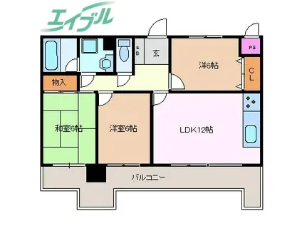 ダイアパレス四日市(3LDK/7階)の間取り写真