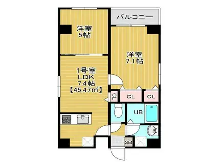 BLOOM錦糸町(2LDK/7階)の間取り写真