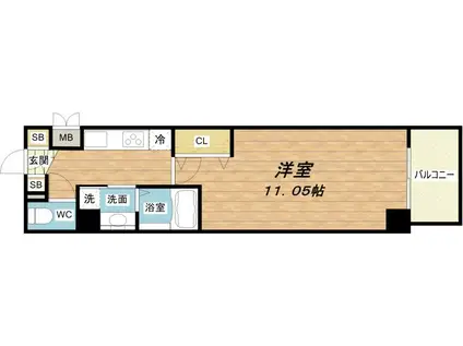 アーバンフラッツ心斎橋 (1K/7階)の間取り写真