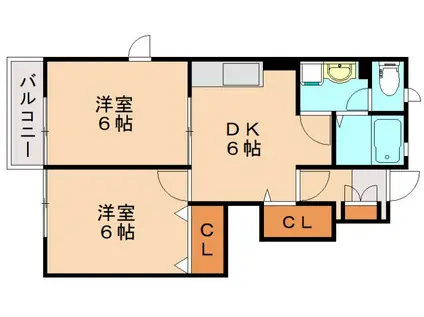 エスポアール桂川壱番館(2DK/1階)の間取り写真