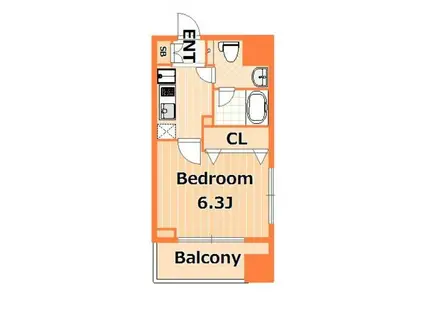 リクレイシア西横浜(1K/11階)の間取り写真