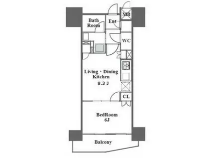 ラ・ヴィータ葵(1LDK/9階)の間取り写真