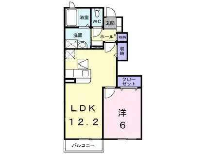 セレノ八島台II(1LDK/1階)の間取り写真
