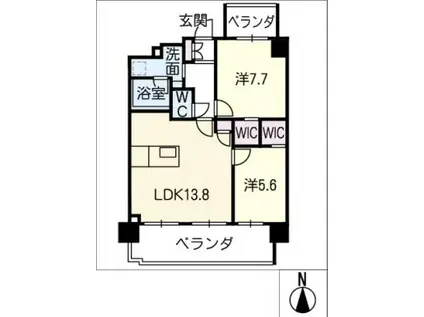 プランドール ディオ(2LDK/6階)の間取り写真