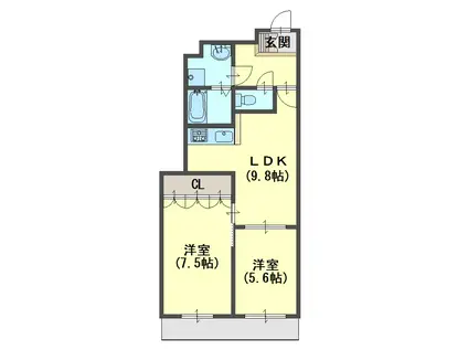 モーニング グローリー(2LDK/1階)の間取り写真