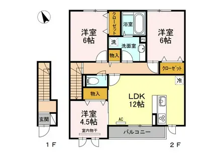グランディール(3LDK/2階)の間取り写真
