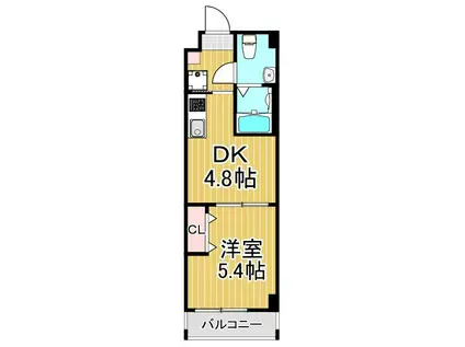 アーバハイツ六町環七北通(1DK/4階)の間取り写真
