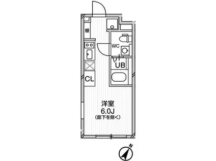 エクサム中目黒2(1K/1階)の間取り写真