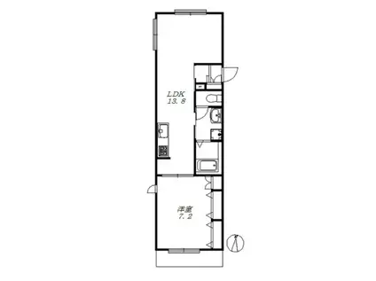 BLANC FORT 美しが丘(1LDK/1階)の間取り写真