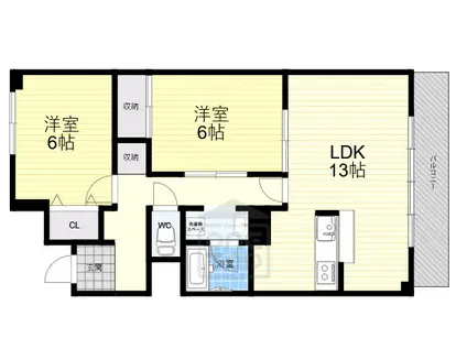 エイト摂津(2LDK/2階)の間取り写真