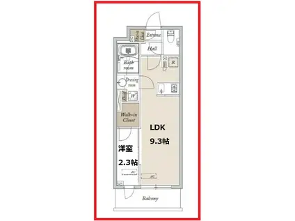 エイチエフ東尾久レジデンス(1LDK/1階)の間取り写真