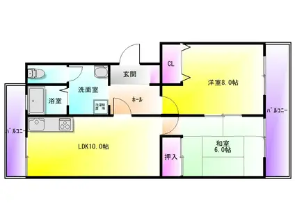 ベルデハイツ(2LDK/4階)の間取り写真
