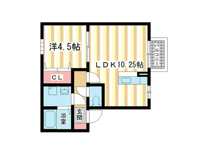 グランモア東九条III(1LDK/2階)の間取り写真