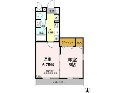 サウスヴェルドミール(2K/2階)の間取り写真