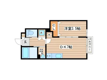 カルム B(1DK/1階)の間取り写真