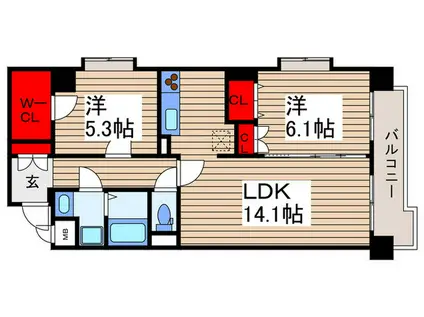 プログレス(2LDK/1階)の間取り写真