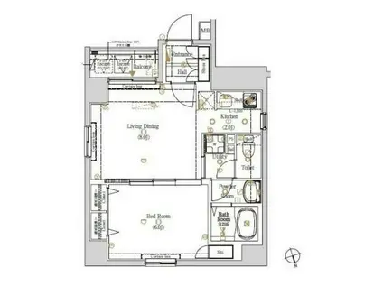 ログ銀座東(1LDK/6階)の間取り写真