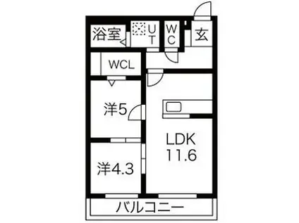 パストラーレ(2LDK/2階)の間取り写真