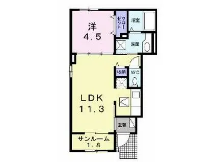 グレイスハイツII A(1LDK/1階)の間取り写真