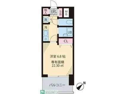 ビイルーム新宿(1K/3階)の間取り写真